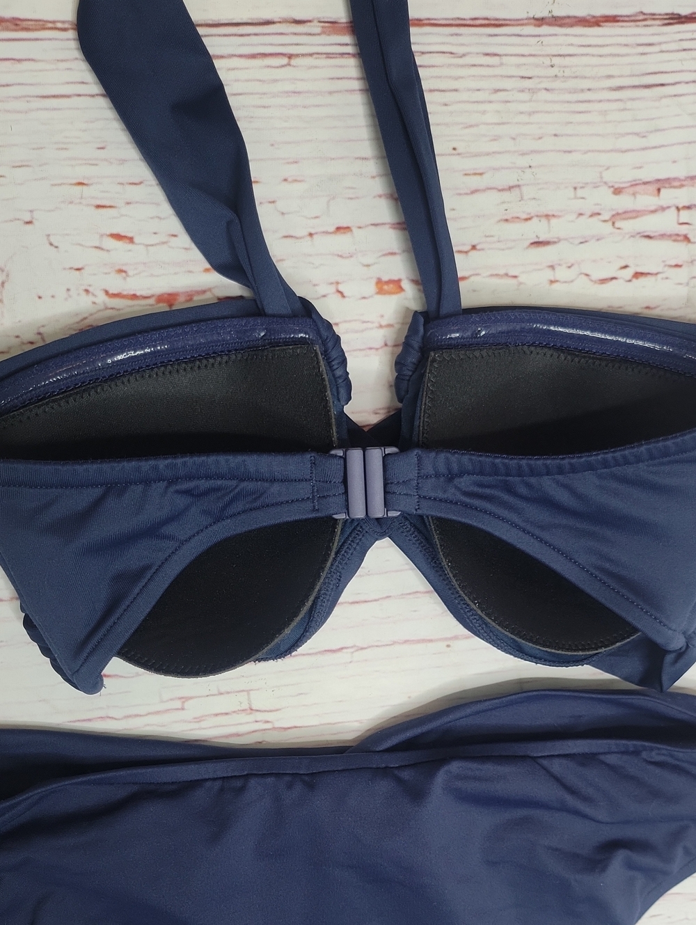 Seafolly Navy Halter Bandeau Bikini US Size 8 - Picture 8 of 11